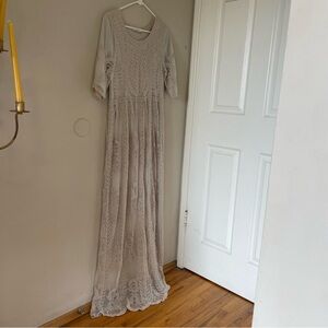 Elegant Gray Lace Maxi Dress
